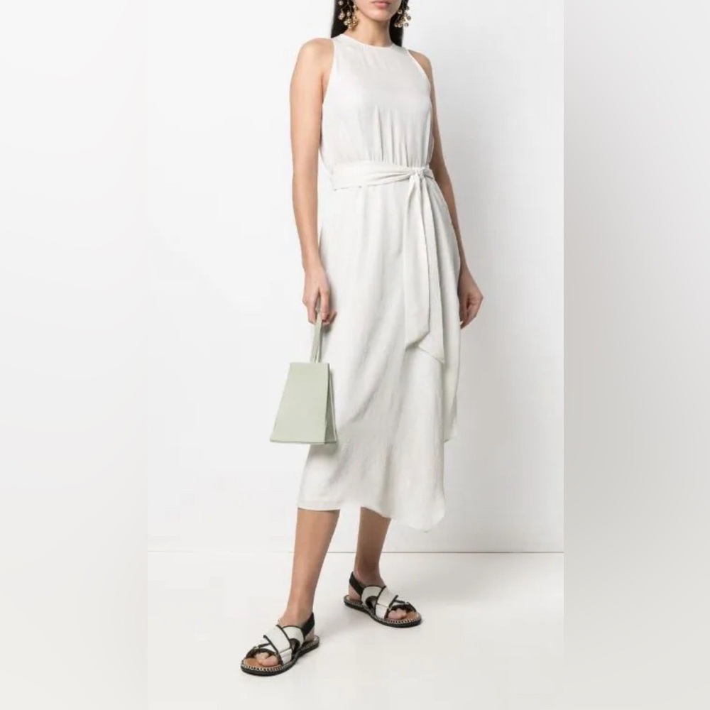 VINCE Sleeveless tie-waist dress cream